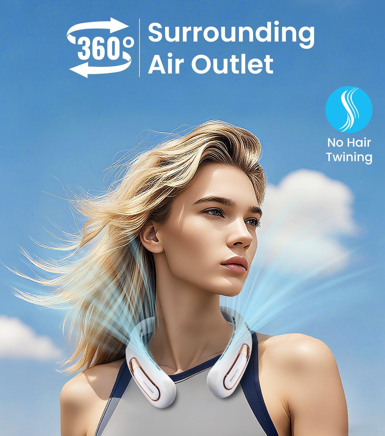 Hands-Free Bladeless Neck Fan for Portable Cooling