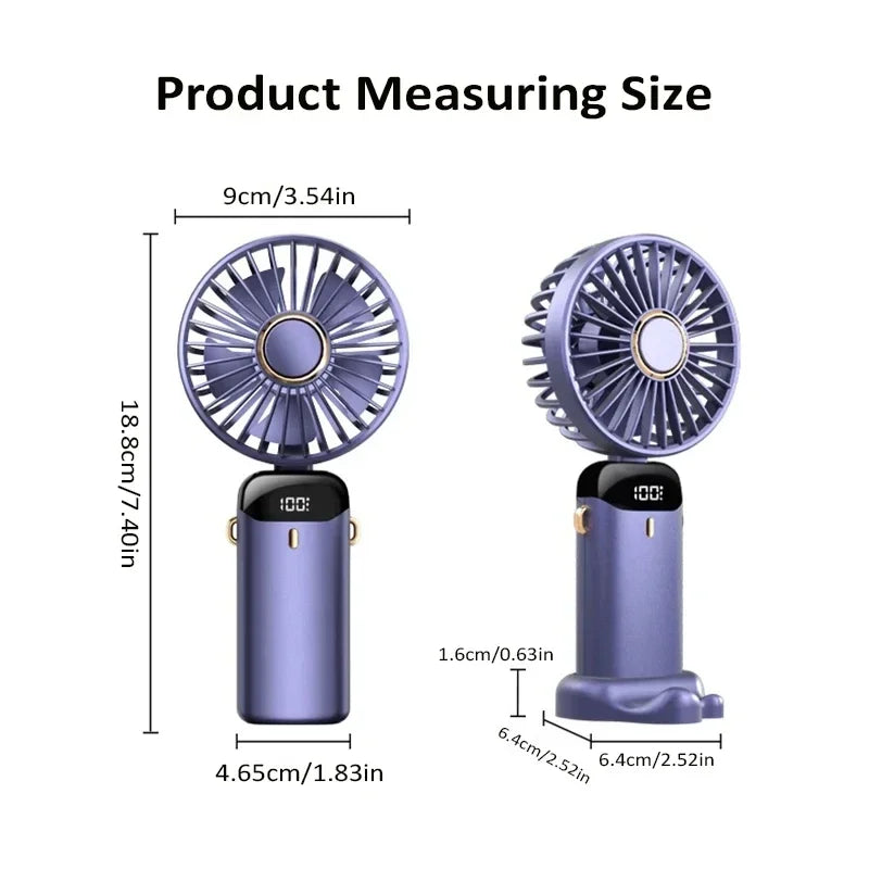 Portable Handheld Neck Fan – 5-Speed USB Rechargeable