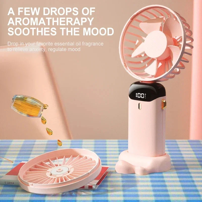 Portable Handheld Neck Fan – 5-Speed USB Rechargeable