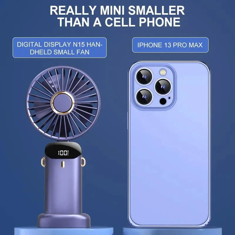 Portable Handheld Neck Fan – 5-Speed USB Rechargeable