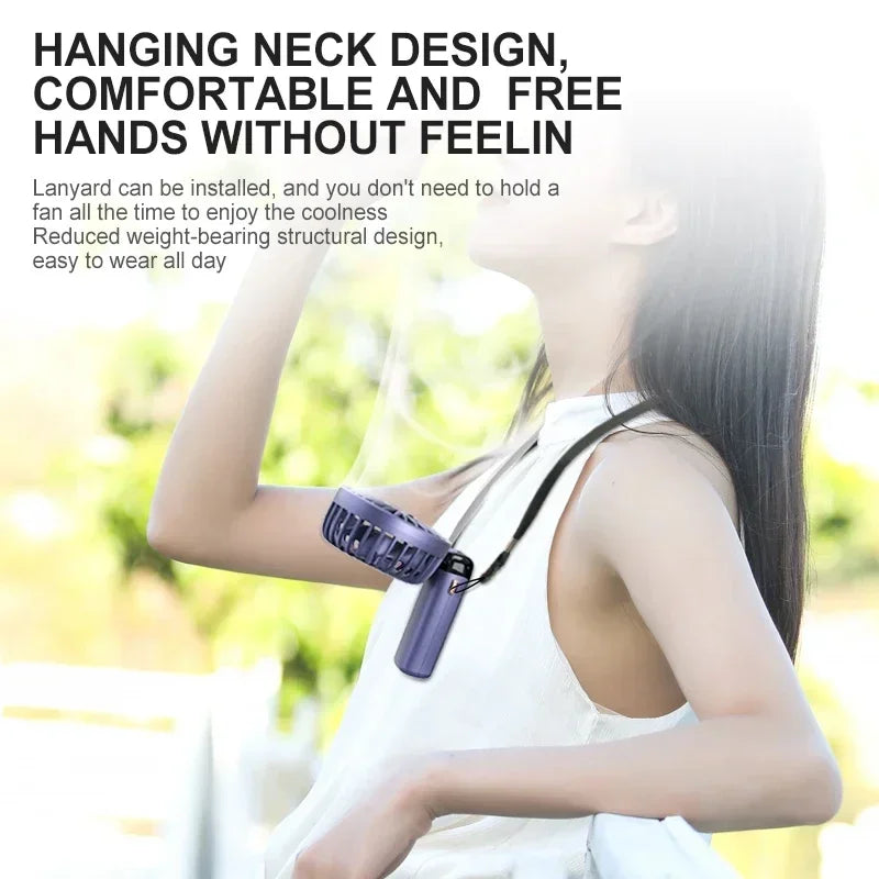 Portable Handheld Neck Fan – 5-Speed USB Rechargeable